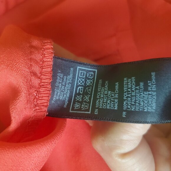 Forever 21 women blouse size large red color round neck solid wrap - Picture 7 of 7